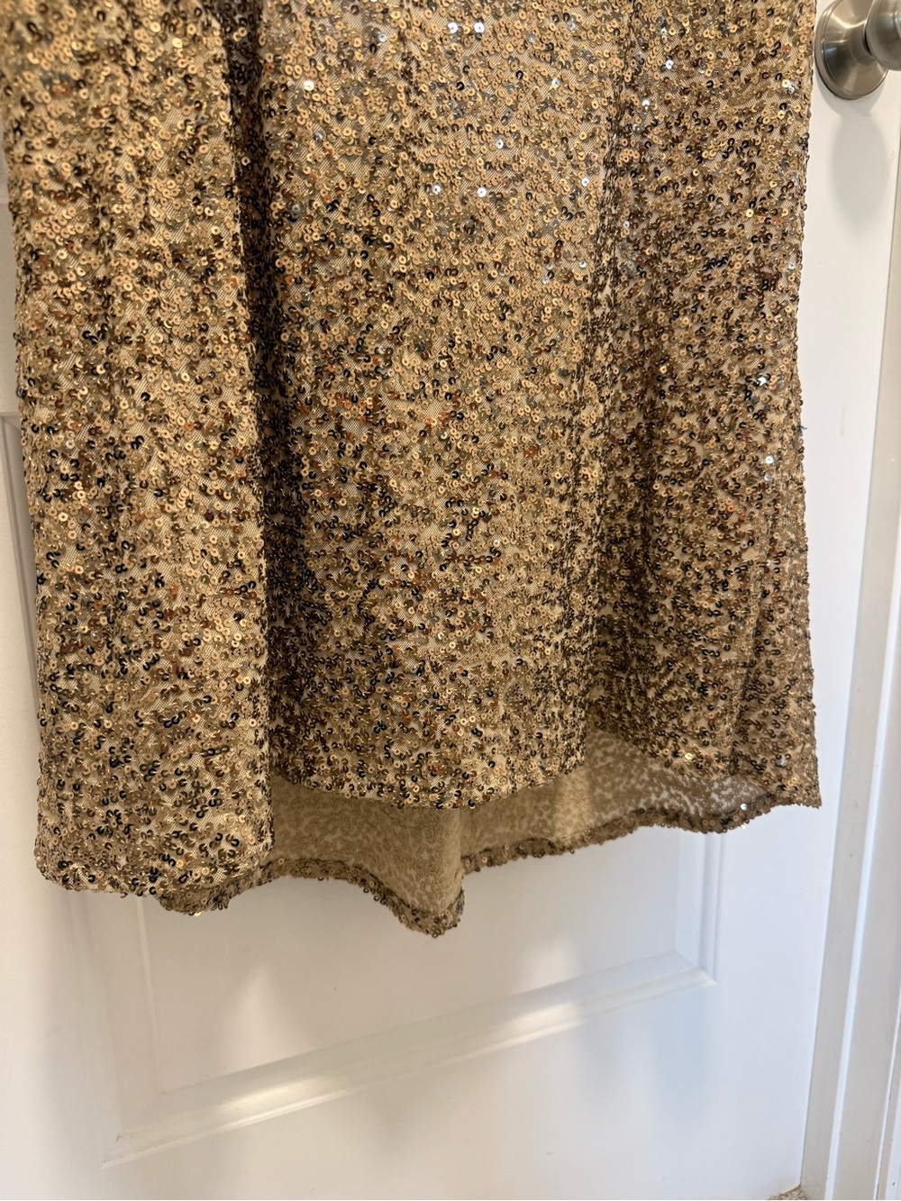 Badgley Mischka Gold Sequin Long-Sleeve Midi Dress - Picture 16 of 16